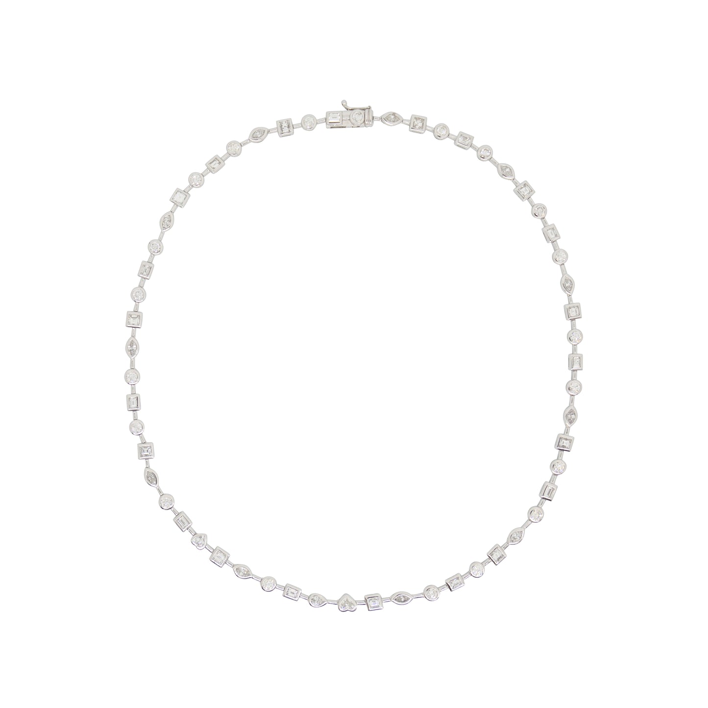 Mixed Shape Diamond Bezel Necklace