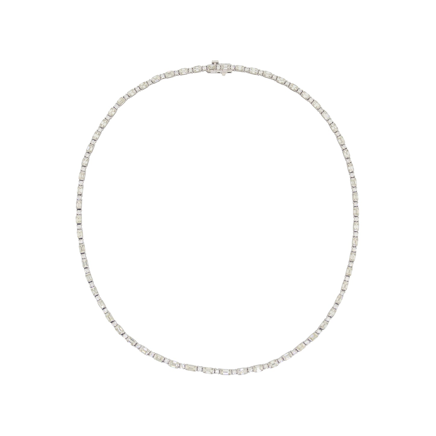 Emerald + Round Diamond Necklace