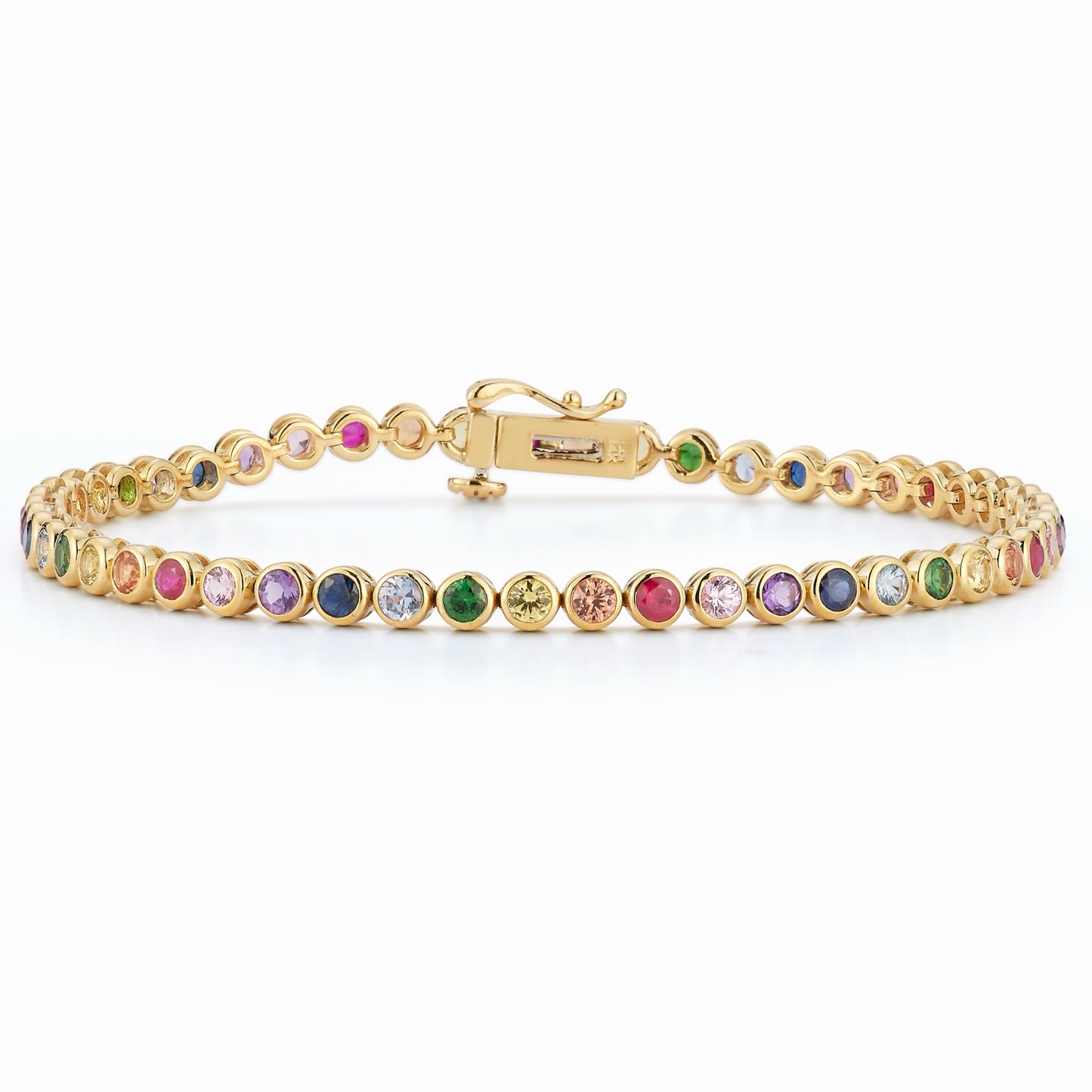 Rainbow Sapphire Bezel Tennis Bracelet