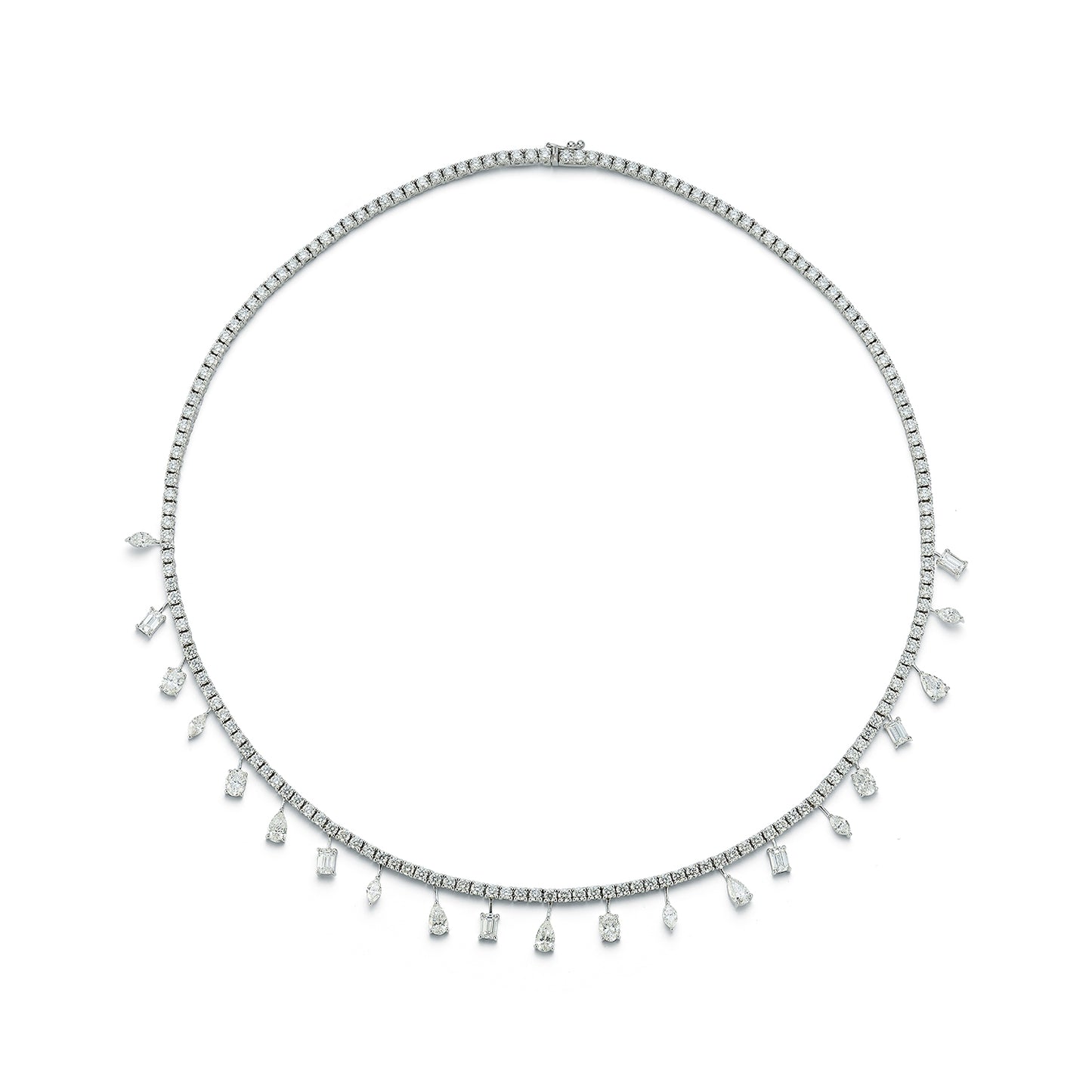 Mosaic Dangle Diamond Tennis Necklace