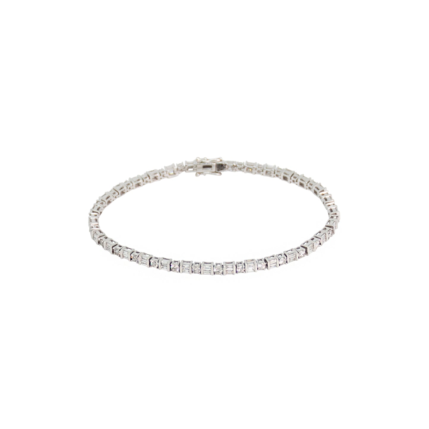 Diamond Round & Baguette Tennis Bracelet - TENNIS CLUB