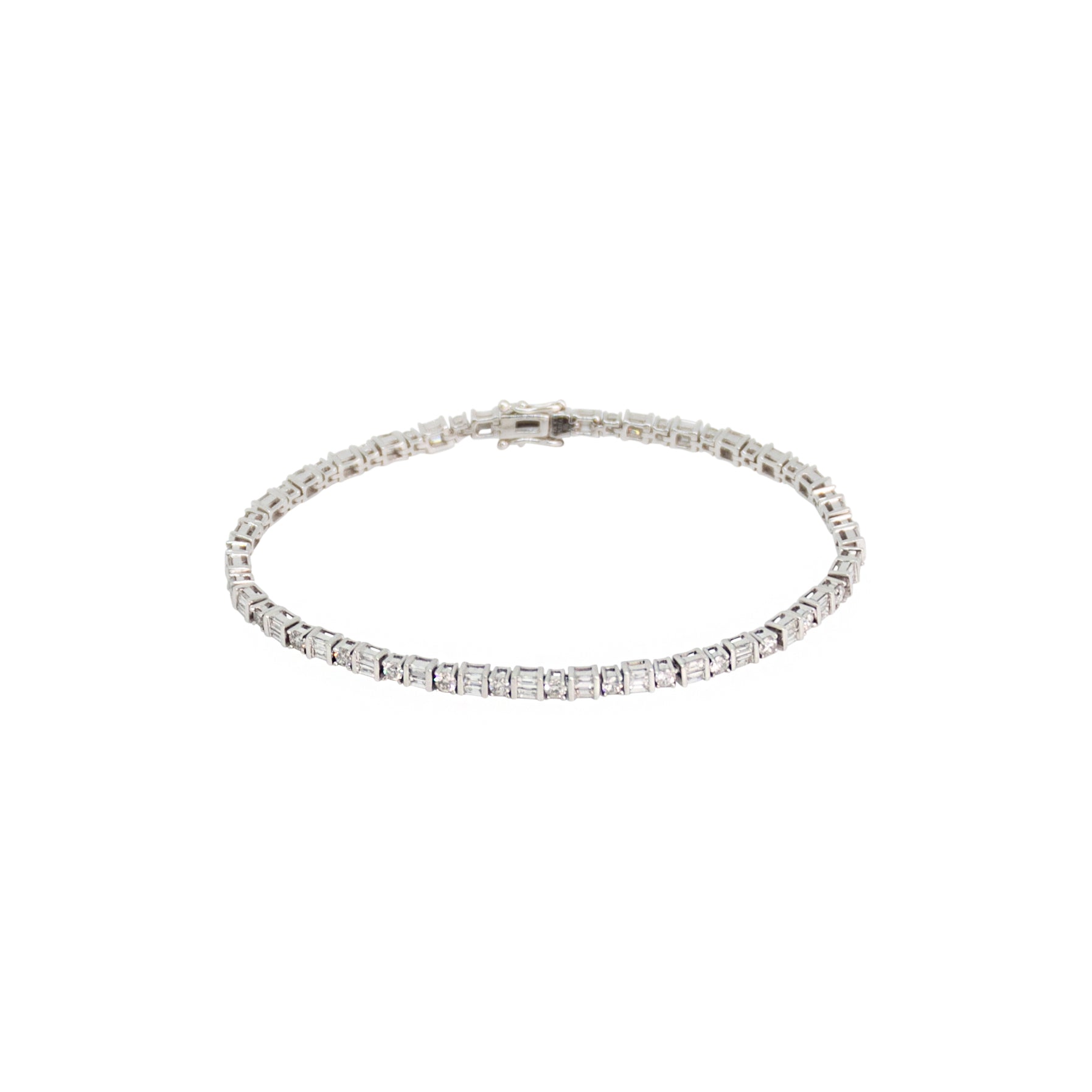 Diamond Round & Baguette Tennis Bracelet - TENNIS CLUB