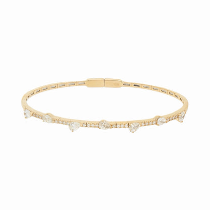 Alternating Diamond Pears Flexible Tennis Bracelet
