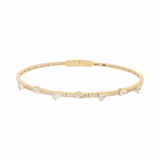 Alternating Diamond Pears Flexible Tennis Bracelet