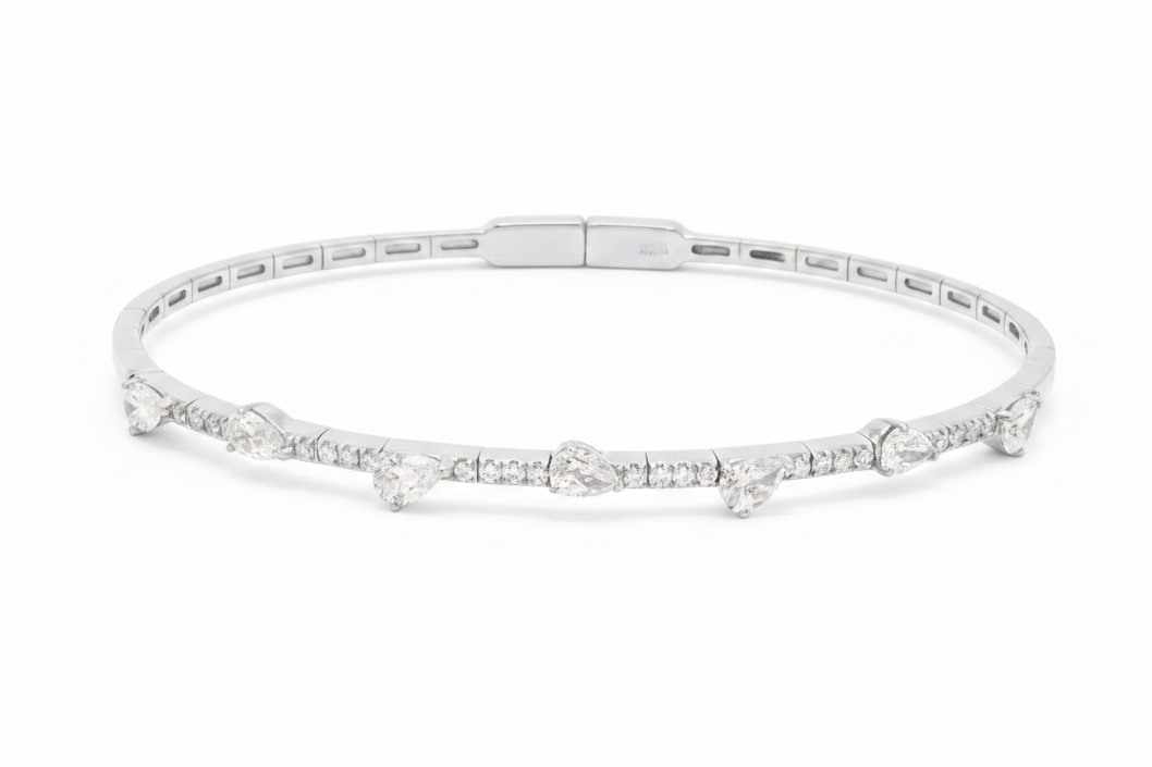 Alternating Diamond Pears Flexible Tennis Bracelet