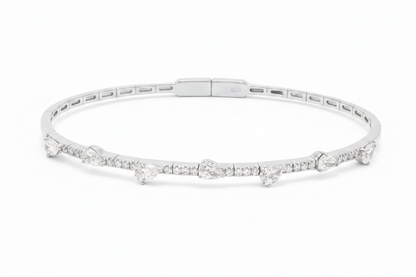 Alternating Diamond Pears Flexible Tennis Bracelet