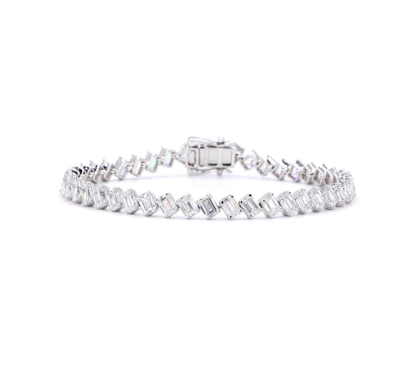 Tilted Emerald Cut Lab Diamond Bracelet