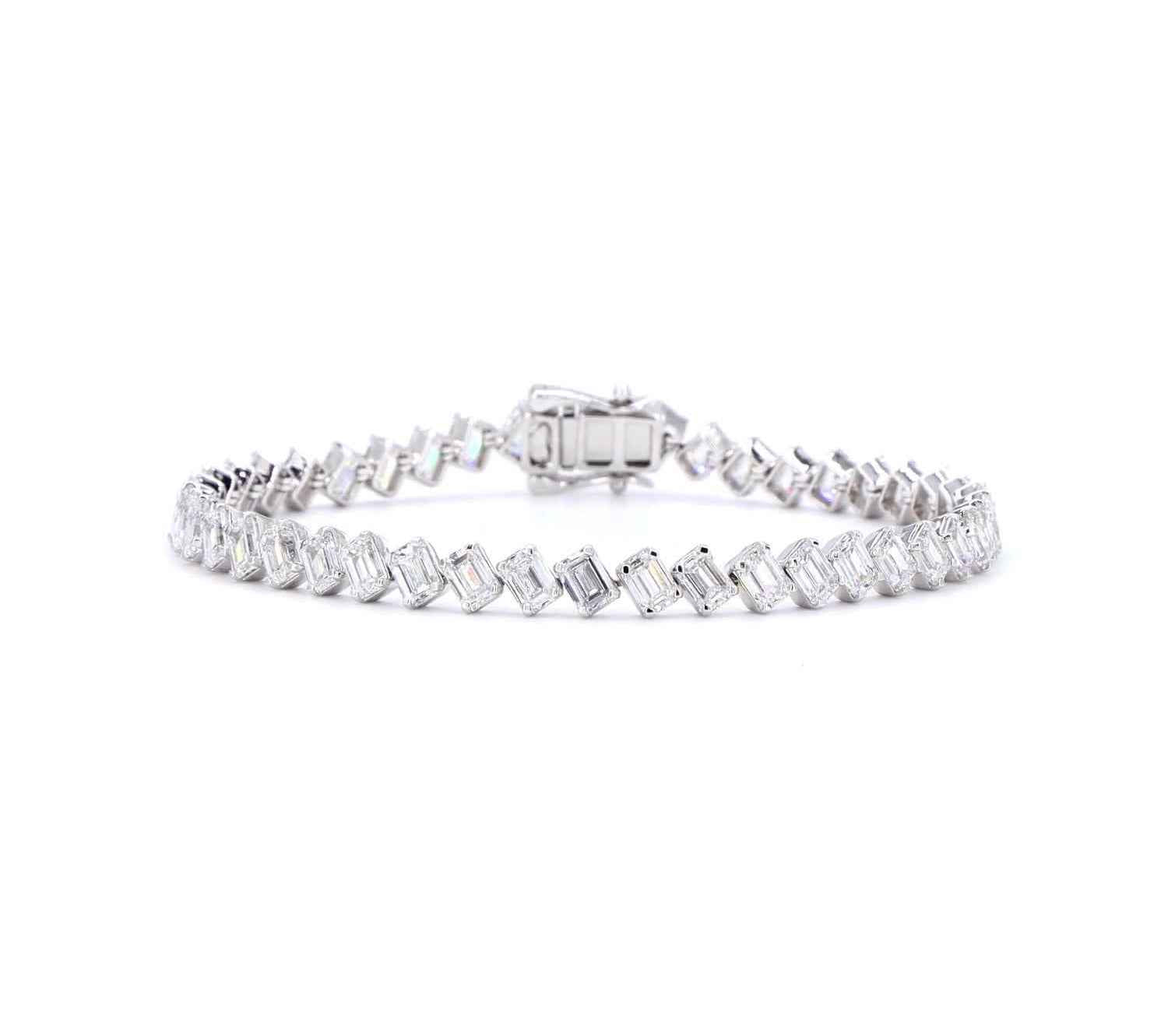 Tilted Emerald Cut Lab Diamond Bracelet