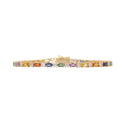 Oval Sapphire + Diamond Mix Bracelet - TENNIS CLUB