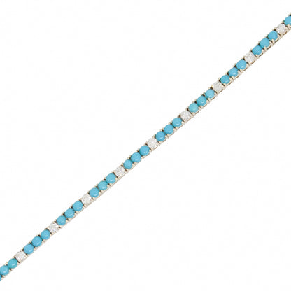 Turquoise Cabachon + Diamond Bracelet - TENNIS CLUB