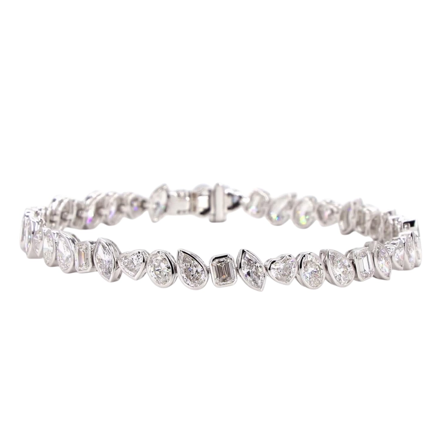 Bezel Tilted Multi Shape Lab Diamond Bracelet - TENNIS CLUB