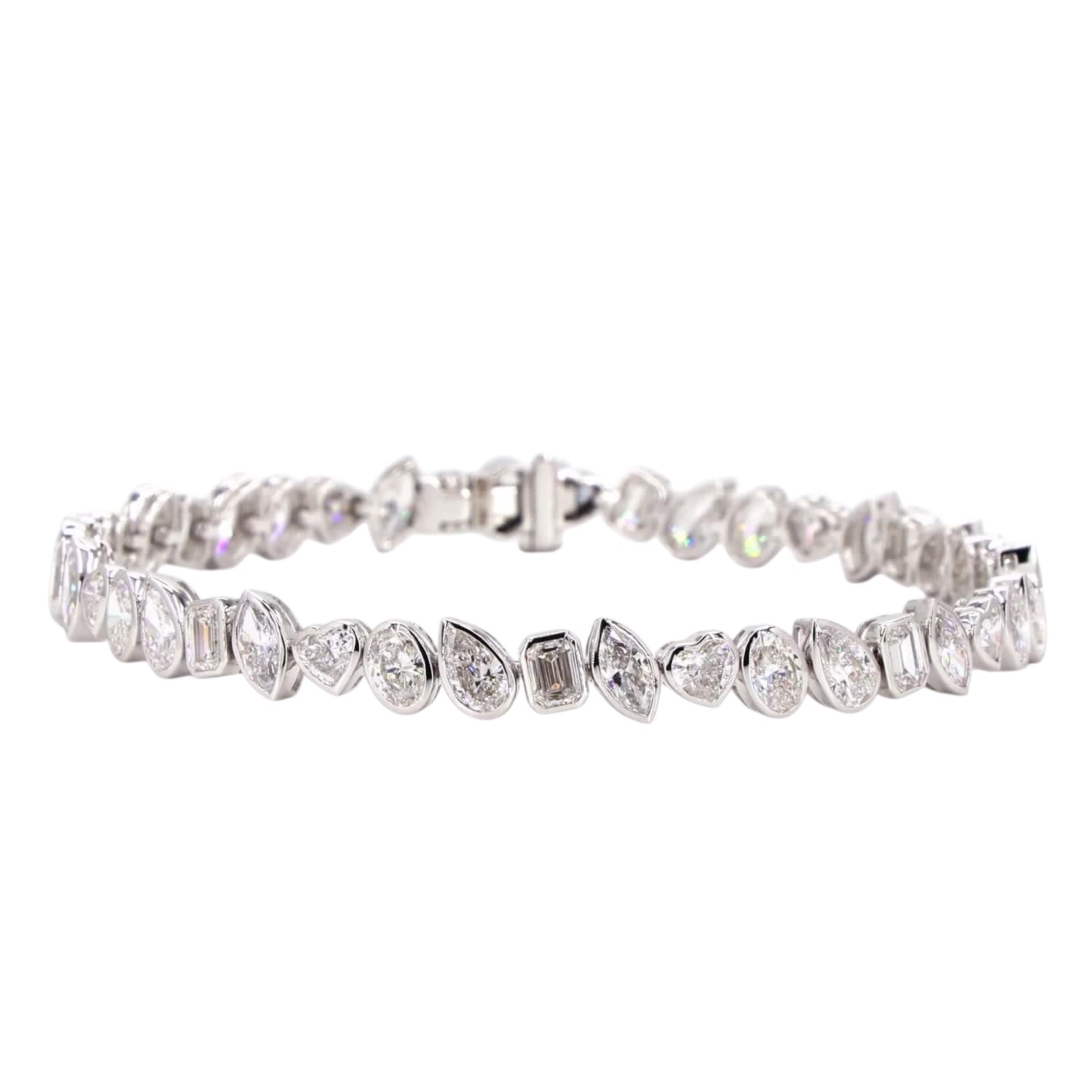Bezel Tilted Multi Shape Lab Diamond Bracelet - TENNIS CLUB