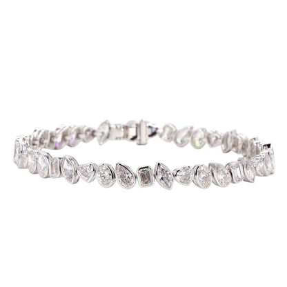 Bezel Tilted Multi Shape Lab Diamond Bracelet - TENNIS CLUB