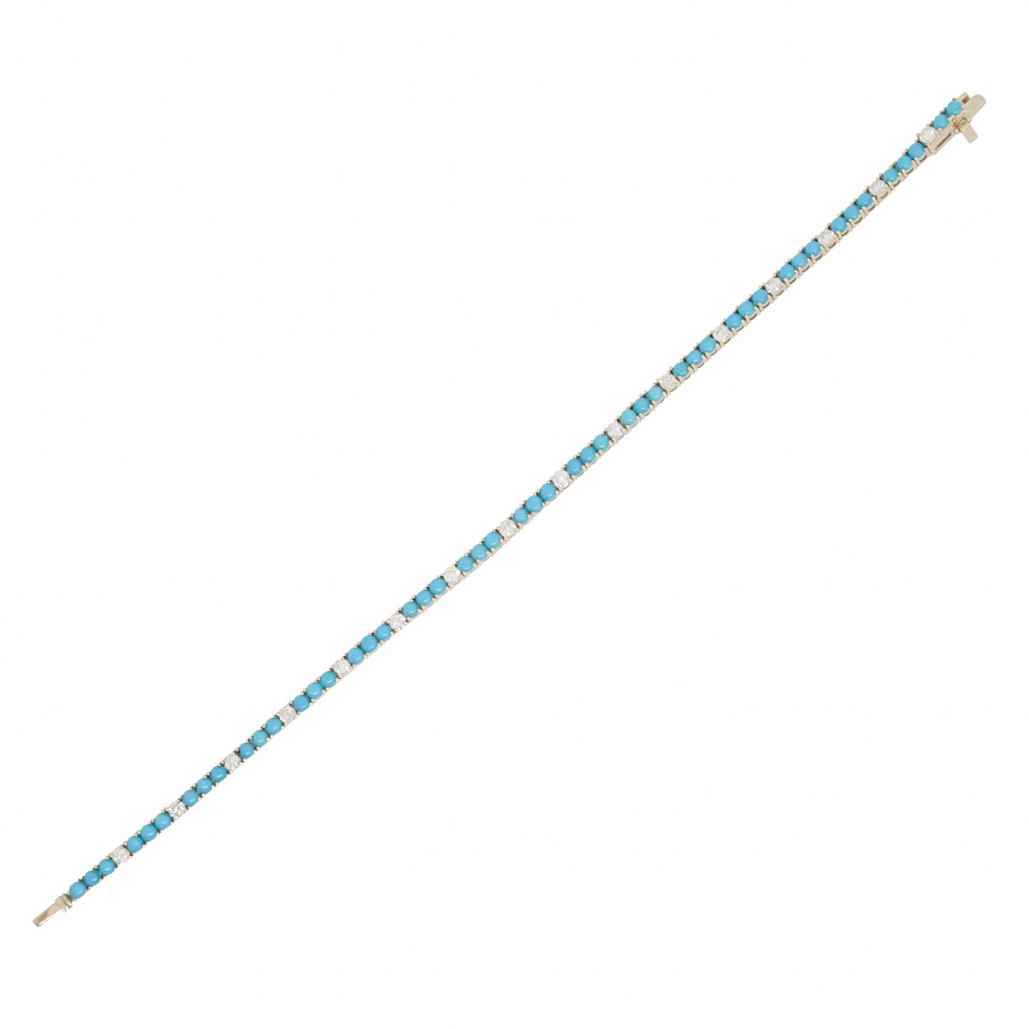 Turquoise Cabachon + Diamond Bracelet - TENNIS CLUB