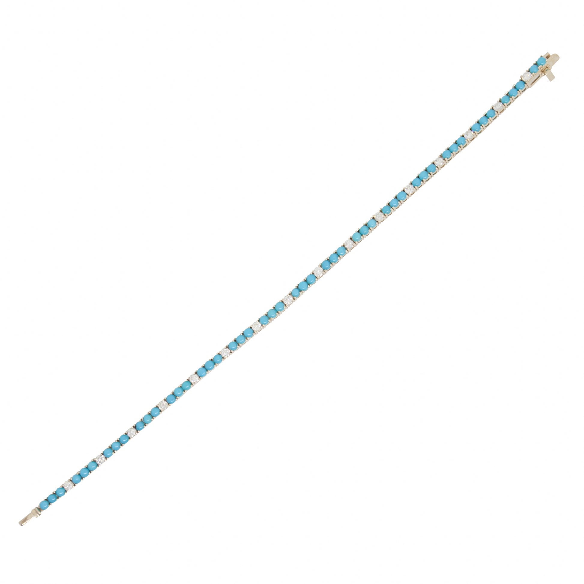 Turquoise Cabachon + Diamond Bracelet - TENNIS CLUB