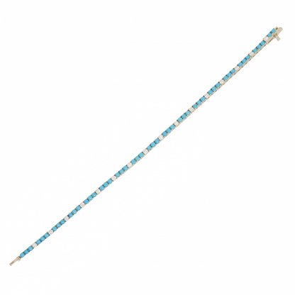 Turquoise Cabachon + Diamond Bracelet - TENNIS CLUB