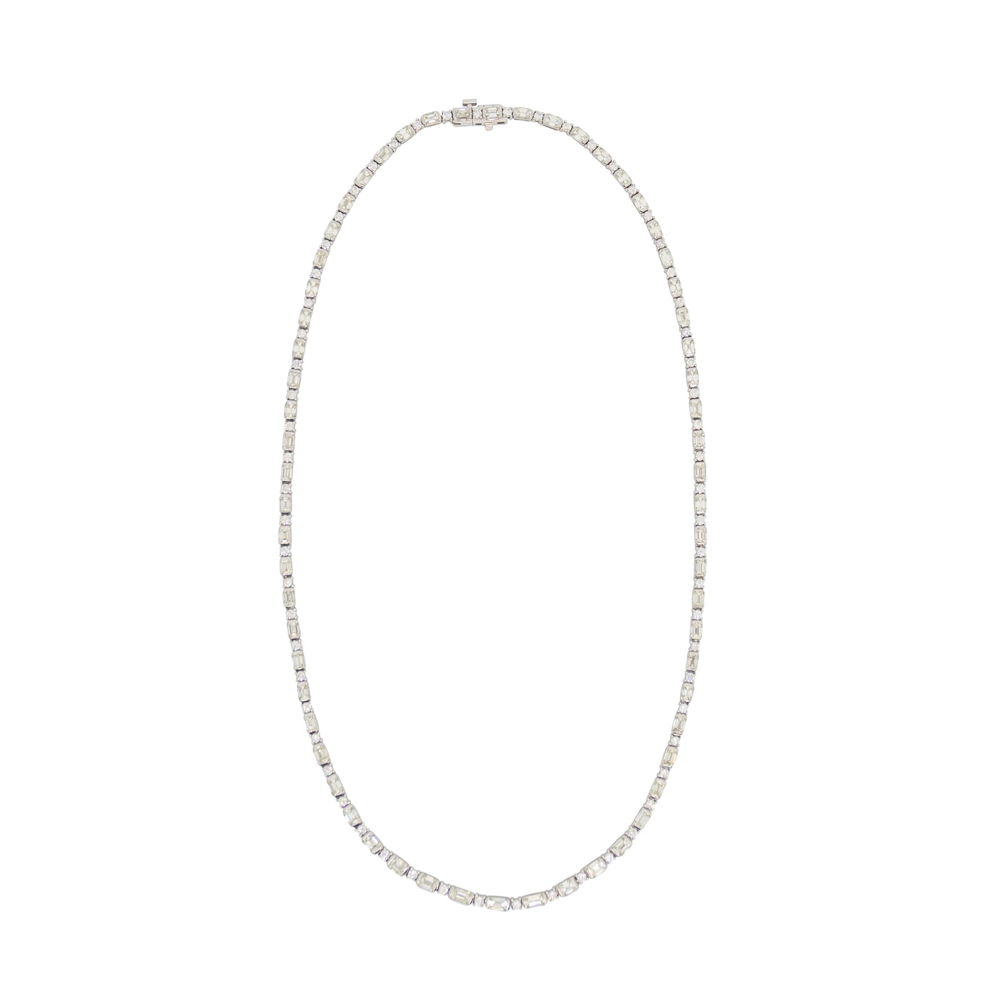 Emerald + Round Diamond Necklace