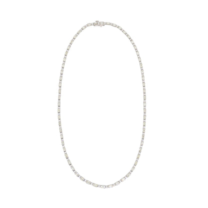 Emerald + Round Diamond Necklace