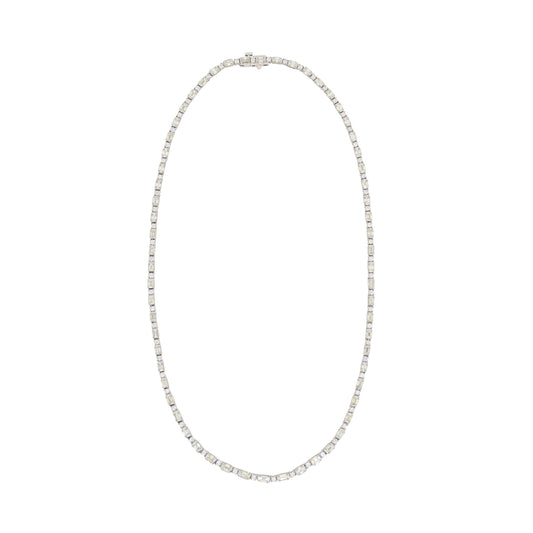 Emerald + Round Diamond Necklace