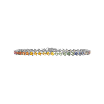 Rainbow Hearts Sapphire Bracelet - TENNIS CLUB