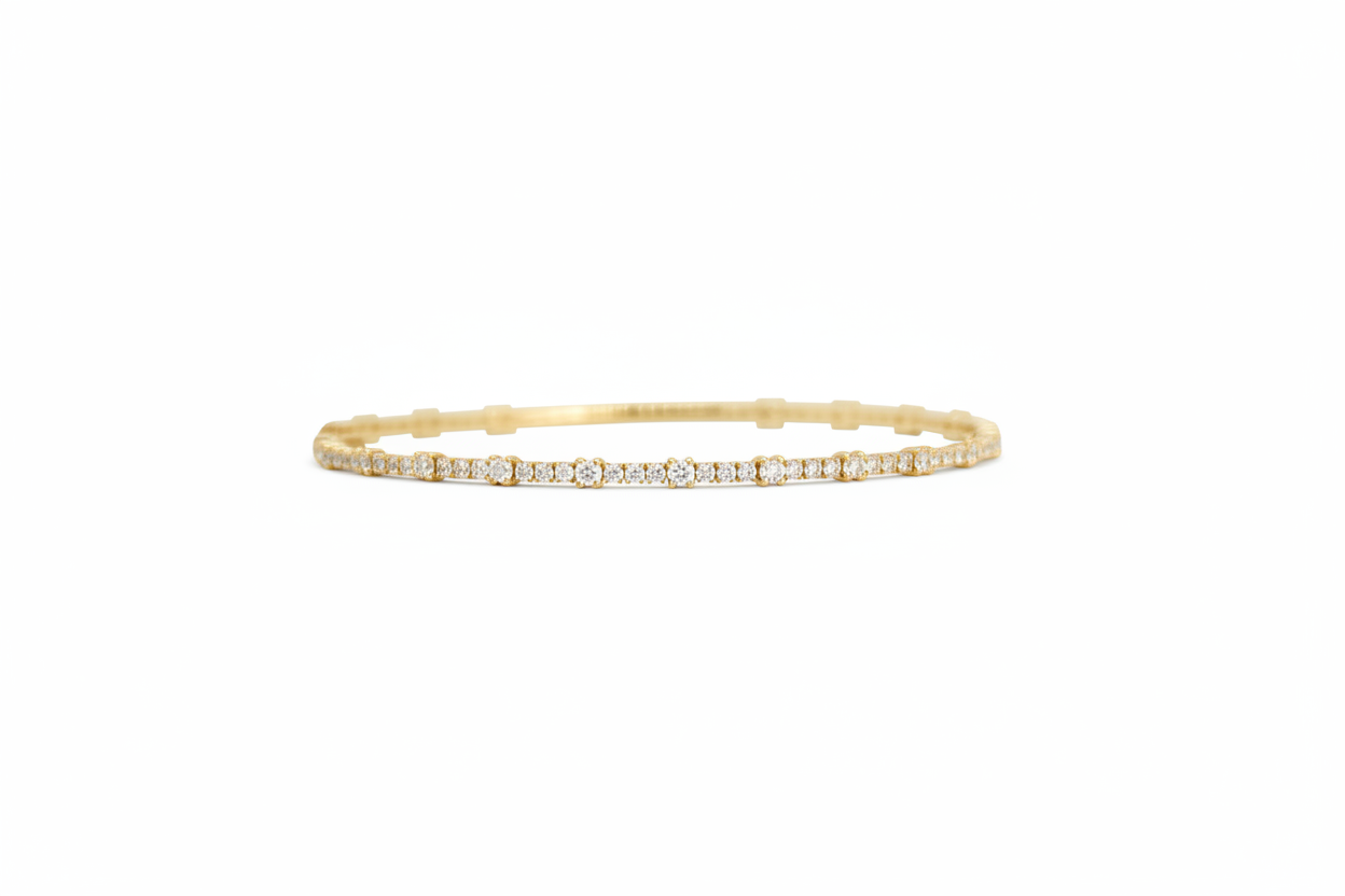 Diamond Round Station Flexible Tennis Bracelet