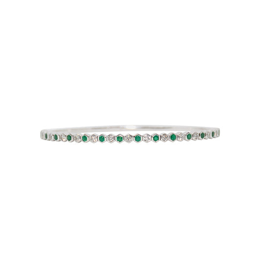 Diamond & Emerald Geometric Flexible Tennis Bracelet