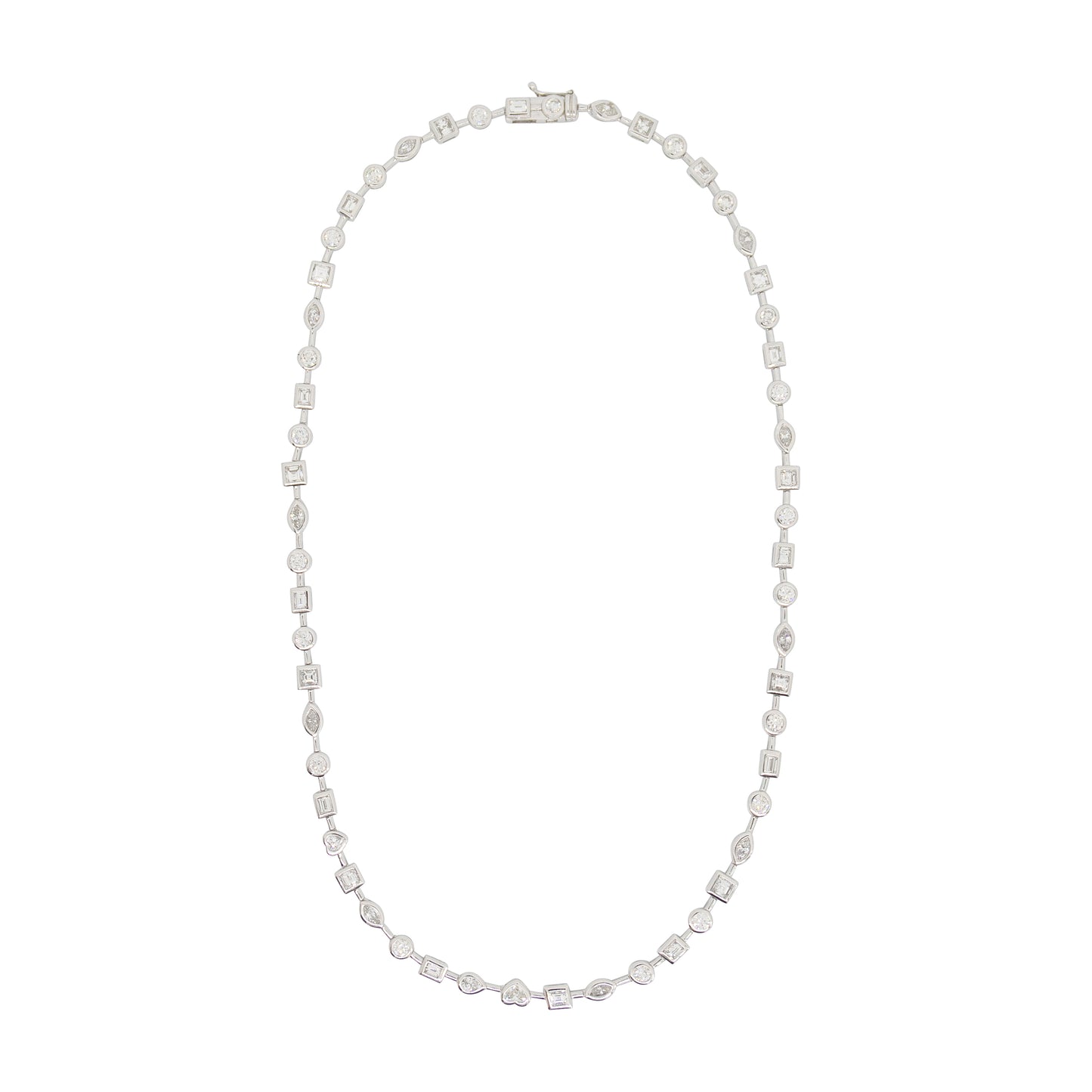 Mixed Shape Diamond Bezel Necklace