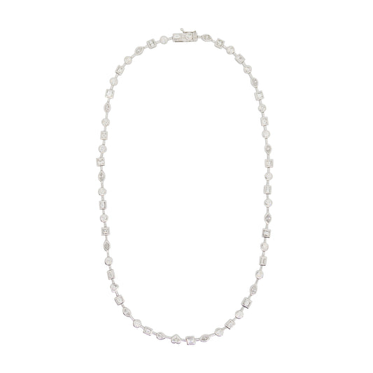 Mixed Shape Diamond Bezel Necklace