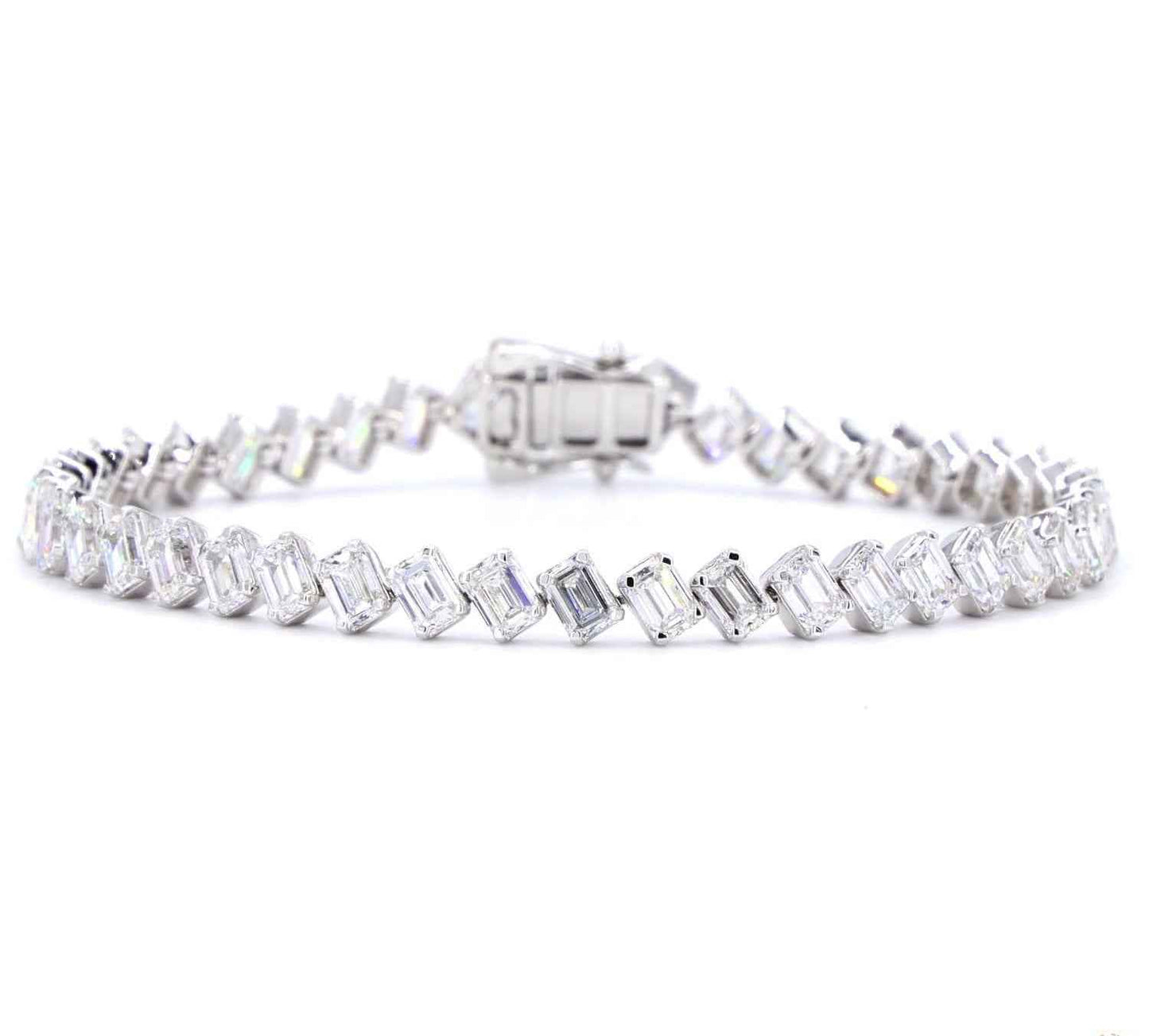 Tilted Emerald Cut Lab Diamond Bracelet