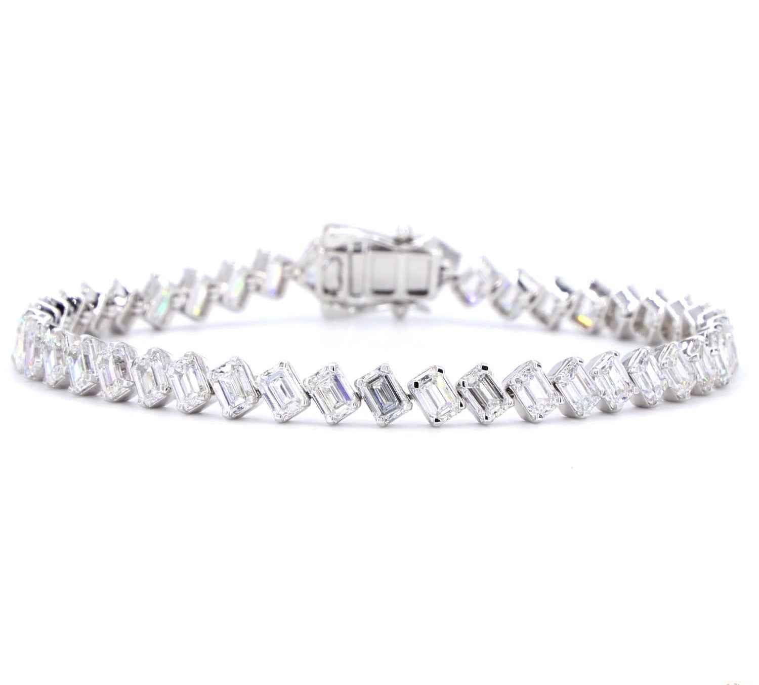 Tilted Emerald Cut Lab Diamond Bracelet