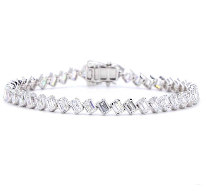 Tilted Emerald Cut Lab Diamond Bracelet