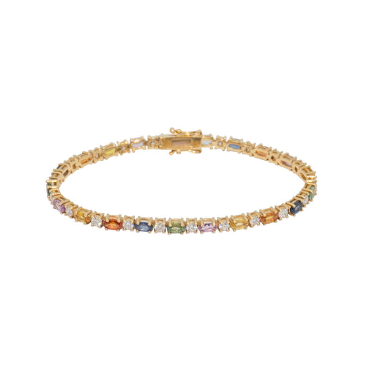 Oval Sapphire + Diamond Mix Bracelet