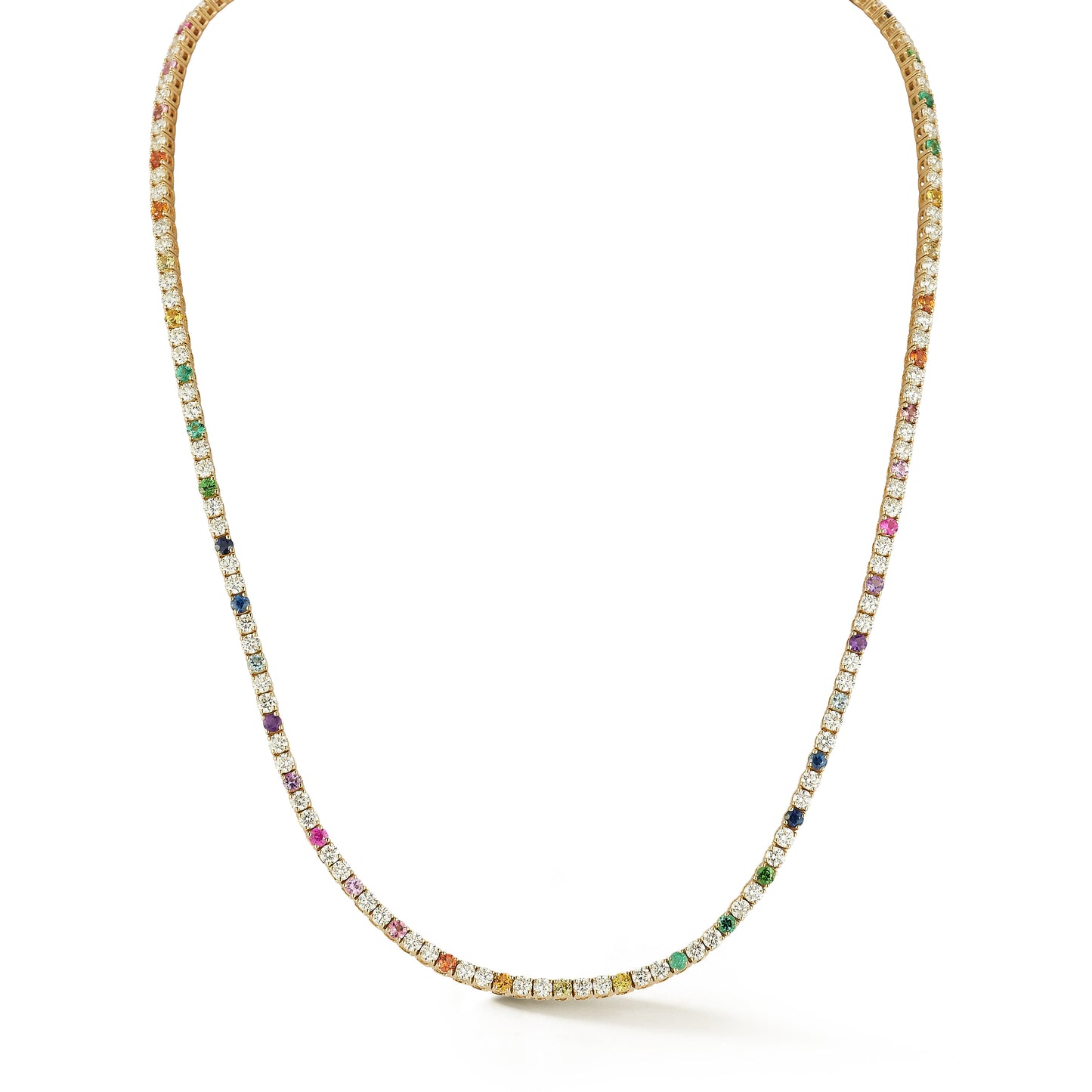 Rainbow Sapphire and Diamond Tennis Necklace