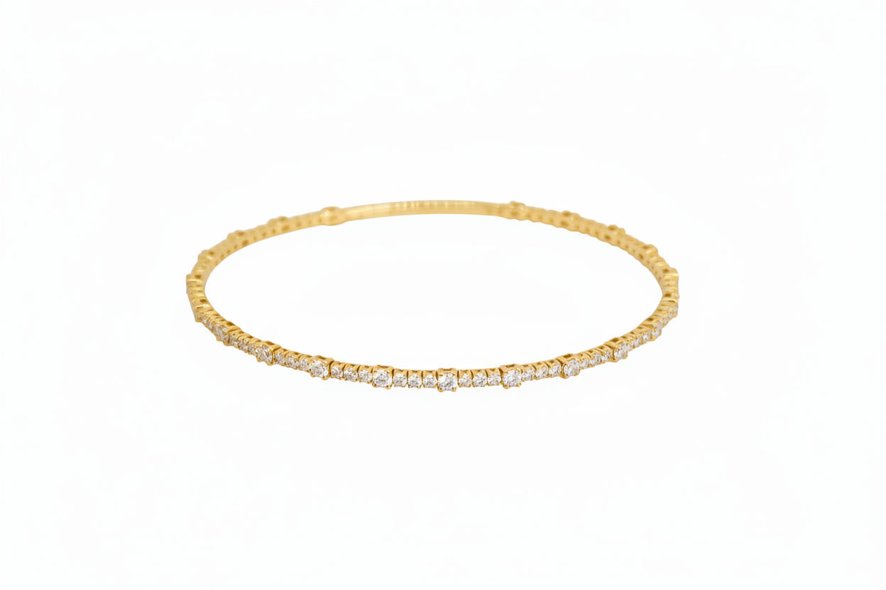 Diamond Round Station Flexible Tennis Bracelet