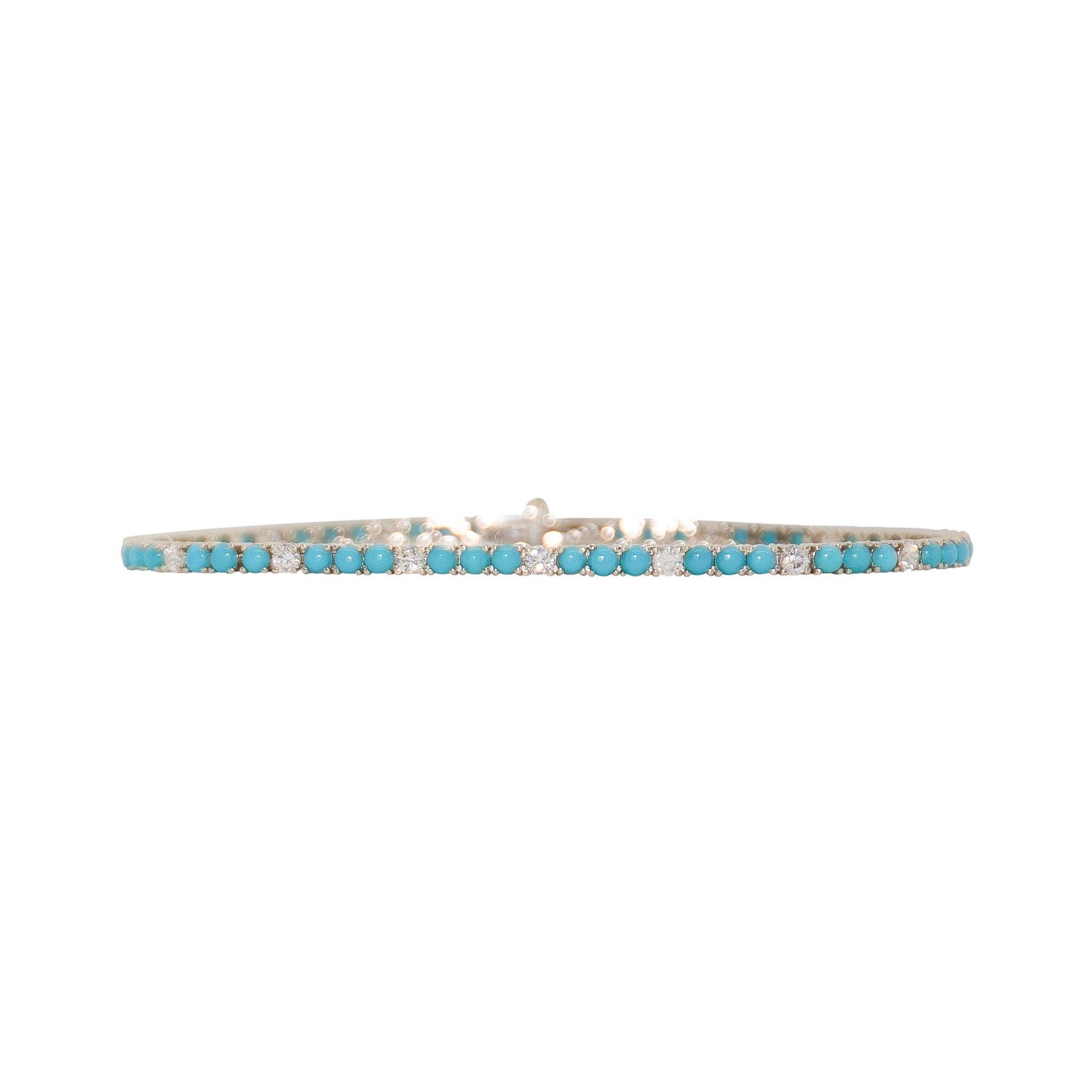Turquoise Cabachon + Diamond Bracelet - TENNIS CLUB