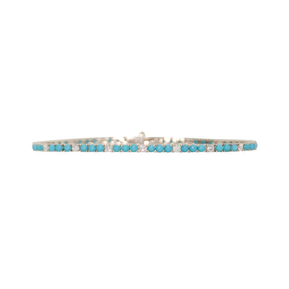 Turquoise Cabachon + Diamond Bracelet - TENNIS CLUB