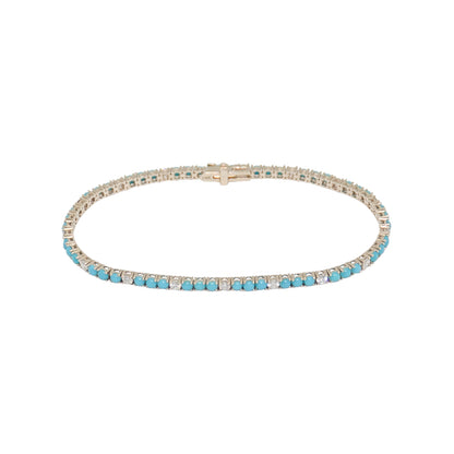 Turquoise Cabachon + Diamond Bracelet - TENNIS CLUB