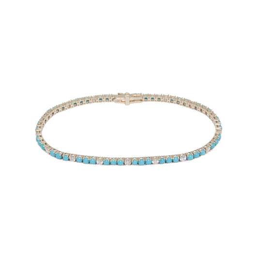 Turquoise Cabachon + Diamond Bracelet