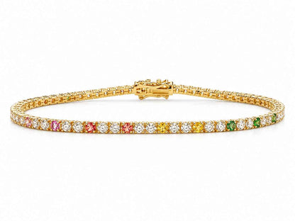 Rainbow Sapphire and Diamond Tennis Bracelet