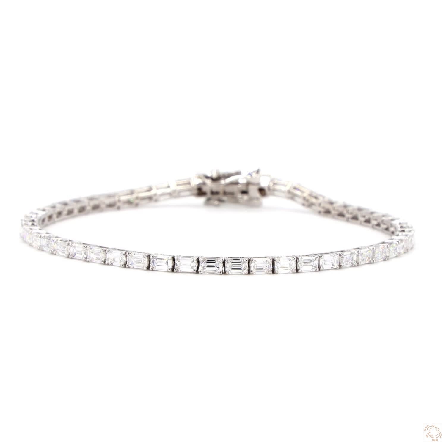 Skinny Baguette Lab Diamond Bracelet - TENNIS CLUB