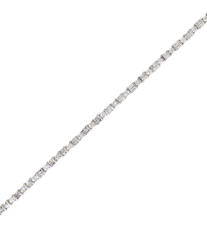 Diamond Round & Baguette Tennis Bracelet