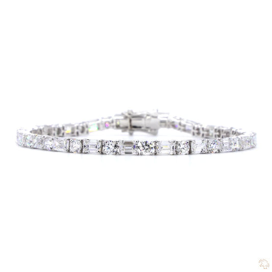 Alternating Emerald & Round Lab Diamond Bracelet - TENNIS CLUB