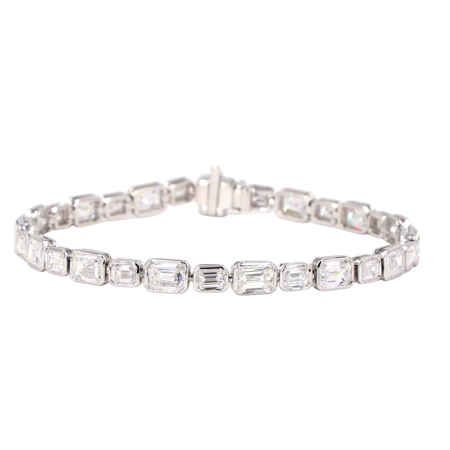 East West Emerald Mixed Bezel Lab Diamond Bracelet - TENNIS CLUB