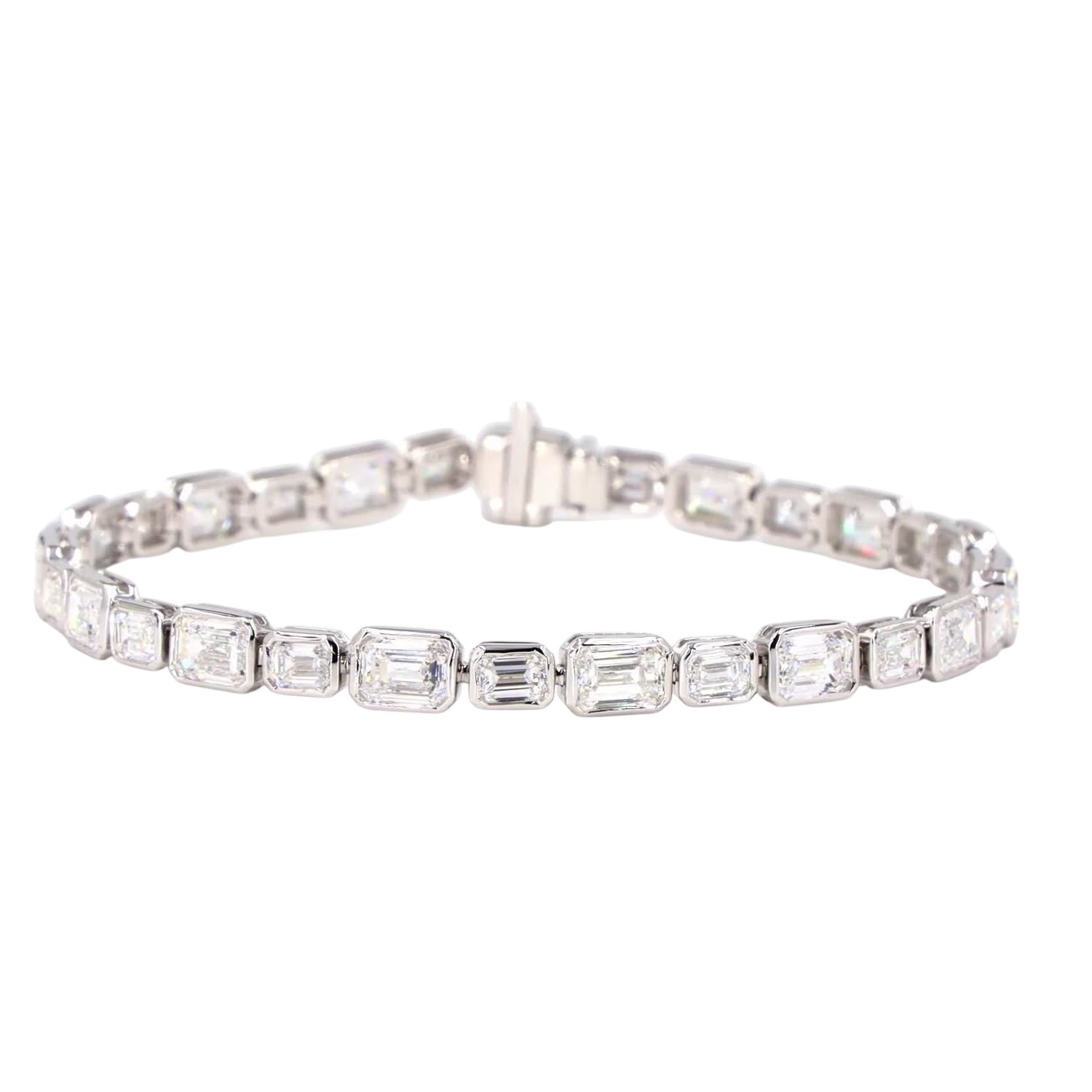 East West Emerald Mixed Bezel Lab Diamond Bracelet - TENNIS CLUB
