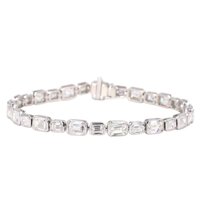 East West Emerald Mixed Bezel Lab Diamond Bracelet - TENNIS CLUB