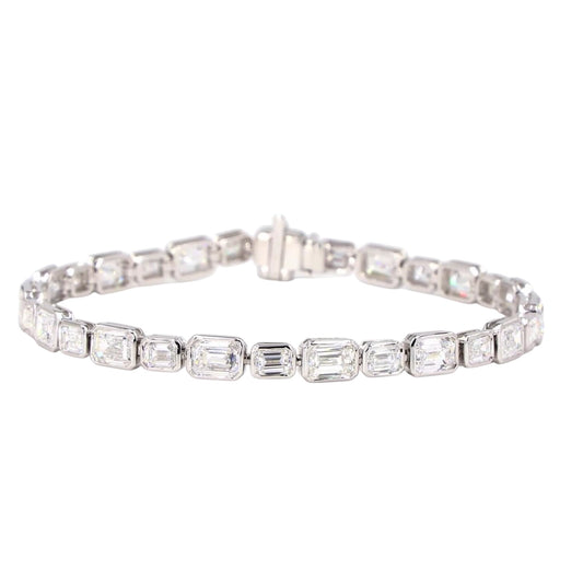 East West Emerald Mixed Bezel Lab Diamond Bracelet - TENNIS CLUB