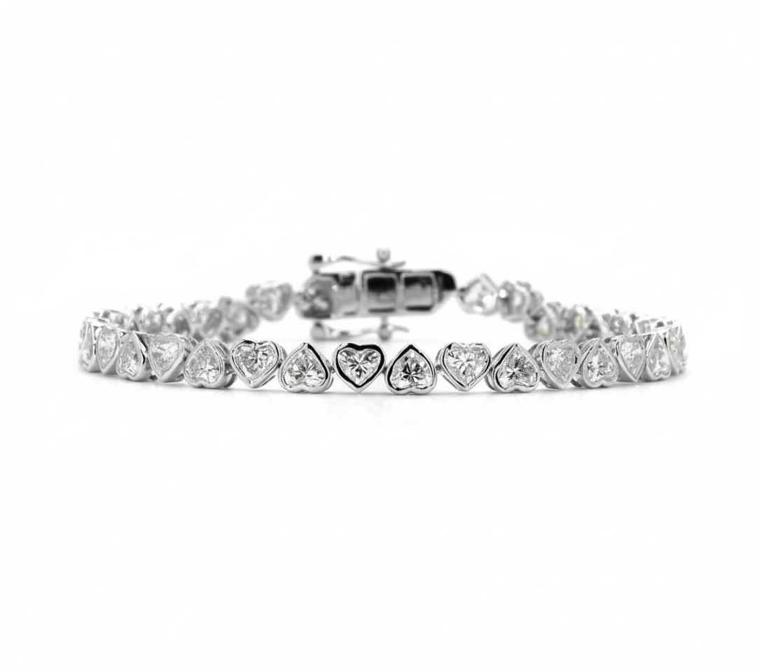 Bezel Hearts Lab Diamond Bracelet