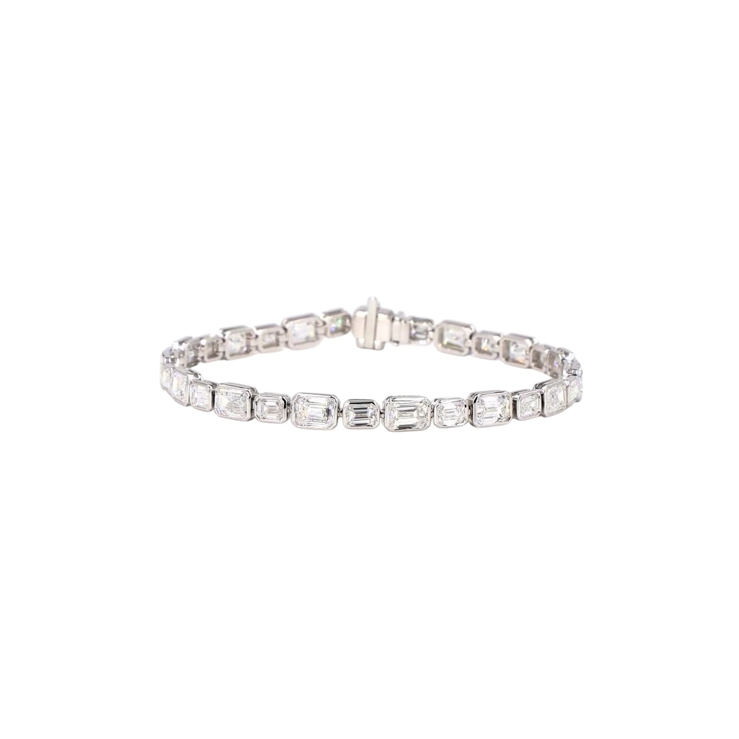 East West Emerald Mixed Bezel Lab Diamond Bracelet - TENNIS CLUB
