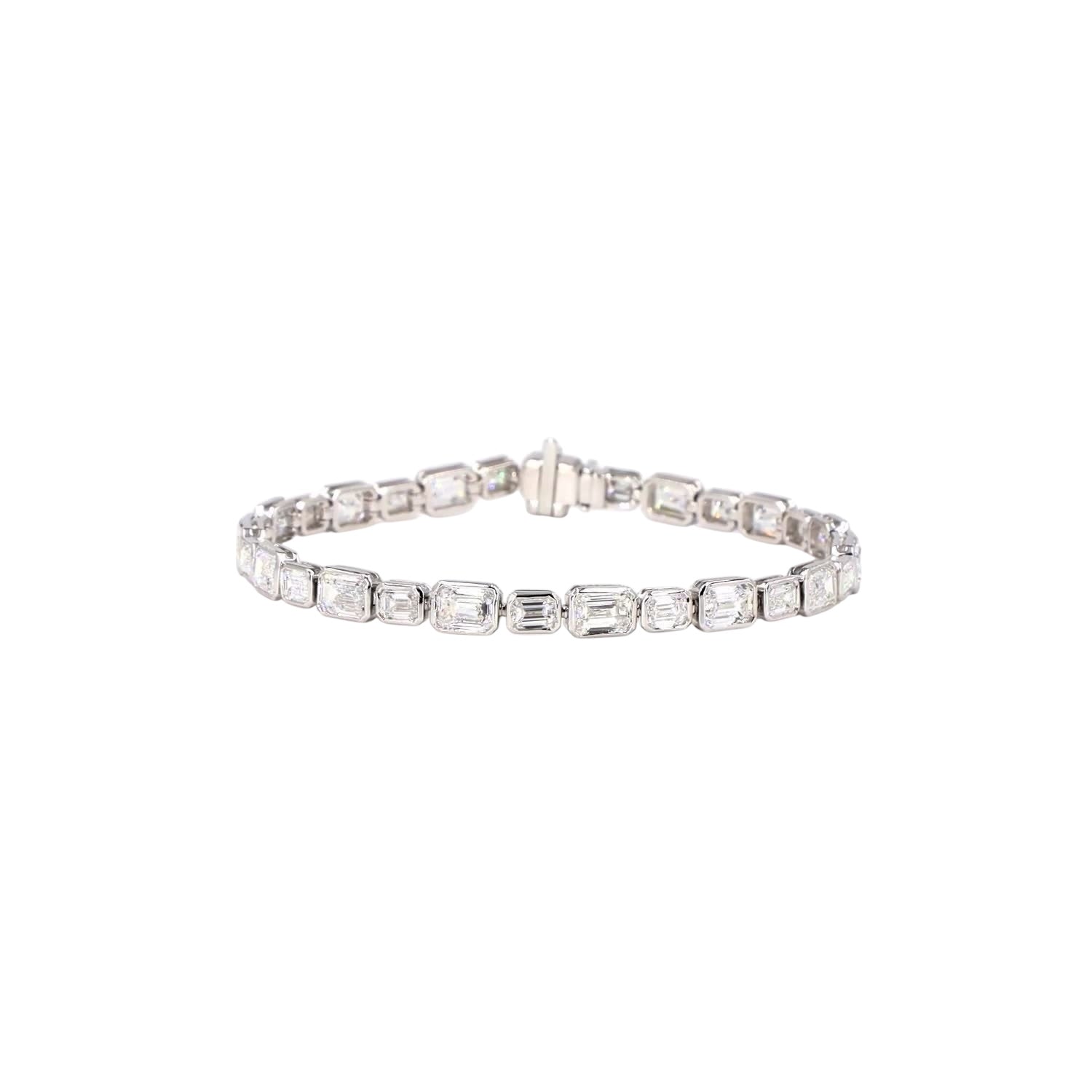 East West Emerald Mixed Bezel Lab Diamond Bracelet - TENNIS CLUB