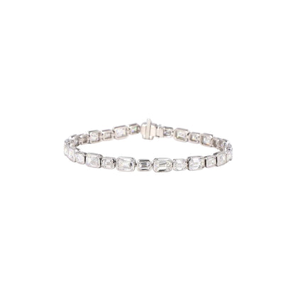 East West Emerald Mixed Bezel Lab Diamond Bracelet - TENNIS CLUB
